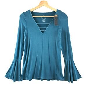 New American Eagle Blue Long Sleeve Top Soft&sexy XS